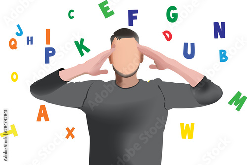 ragazzo con le mani sulle tempie si concentra