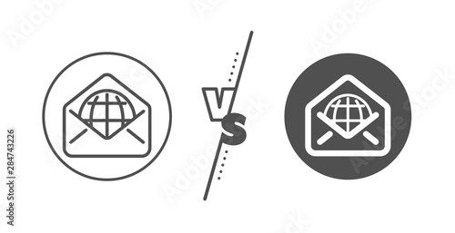 Message correspondence sign. Versus concept. Web Mail line icon. E-mail symbol. Line vs classic web Mail icon. Vector