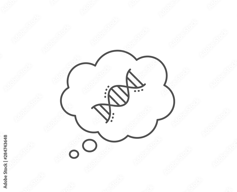 Chemistry dna line icon. Chat bubble design. Laboratory analysis sign. Chemical formula symbol. Outline concept. Thin line chemistry dna icon. Vector Chemistry dna line icon. Chat bubble design. Laboratory analysis sign. Chemical formula symbol. Outline concept. Thin line chemistry dna icon. Vector
