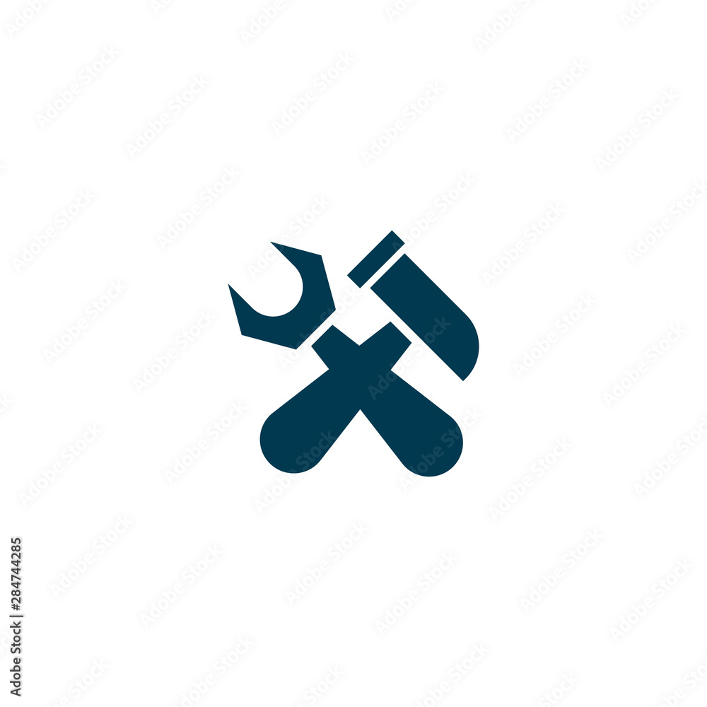 Fototapeta premium repair sign. hammer and wrench. vector symbol