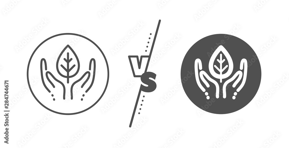 Bio cosmetics sign. Versus concept. Fair trade line icon. Organic tested symbol. Line vs classic fair trade icon. Vector Bio cosmetics sign. Versus concept. Fair trade line icon. Organic tested symbol. Line vs classic fair trade icon. Vector
