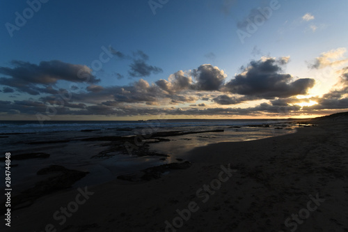 Late Afternoon Sunset Horizon Beach With Clouds  Mossel bay  South Africa