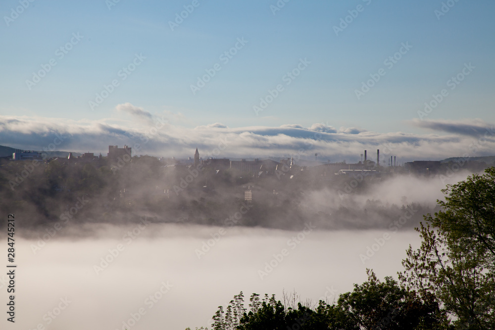 Cornell University Skyline through the Morning Fog
