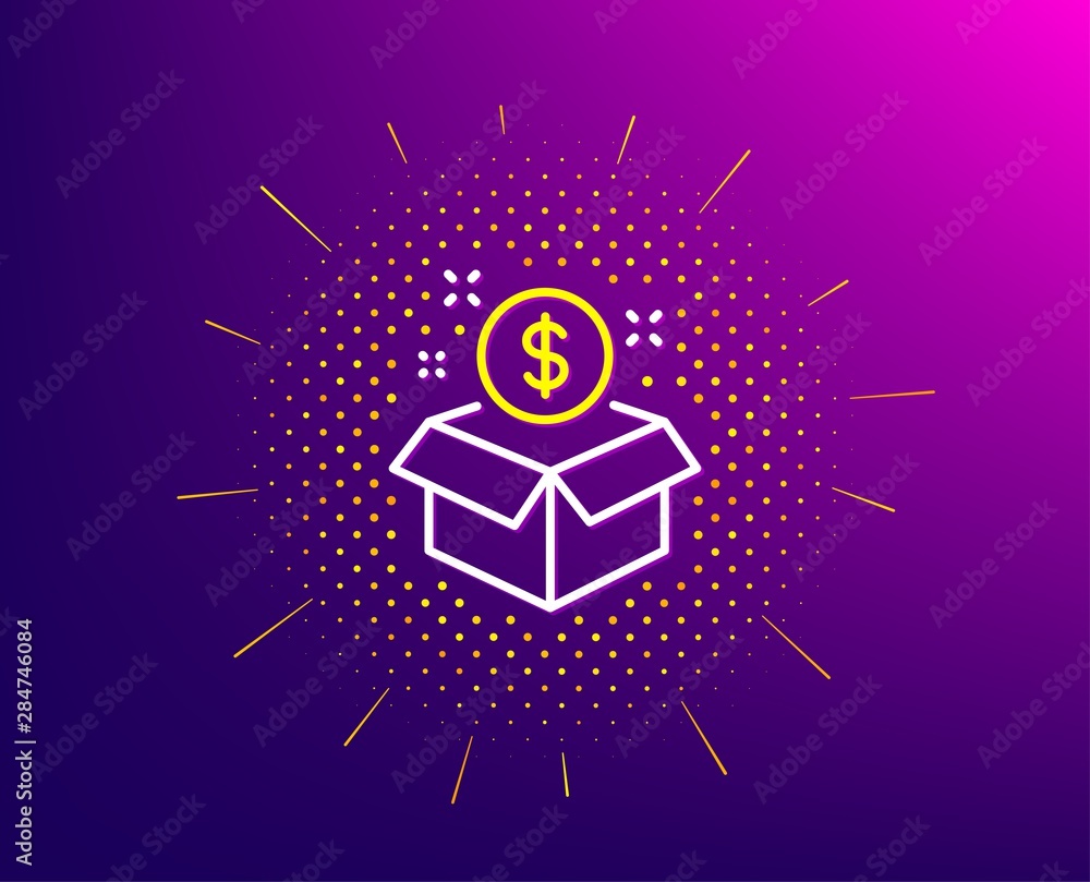 Post package line icon. Halftone pattern. Paid service sign. Gradient background. Post package line icon. Yellow halftone pattern. Vector Post package line icon. Halftone pattern. Paid service sign. Gradient background. Post package line icon. Yellow halftone pattern. Vector