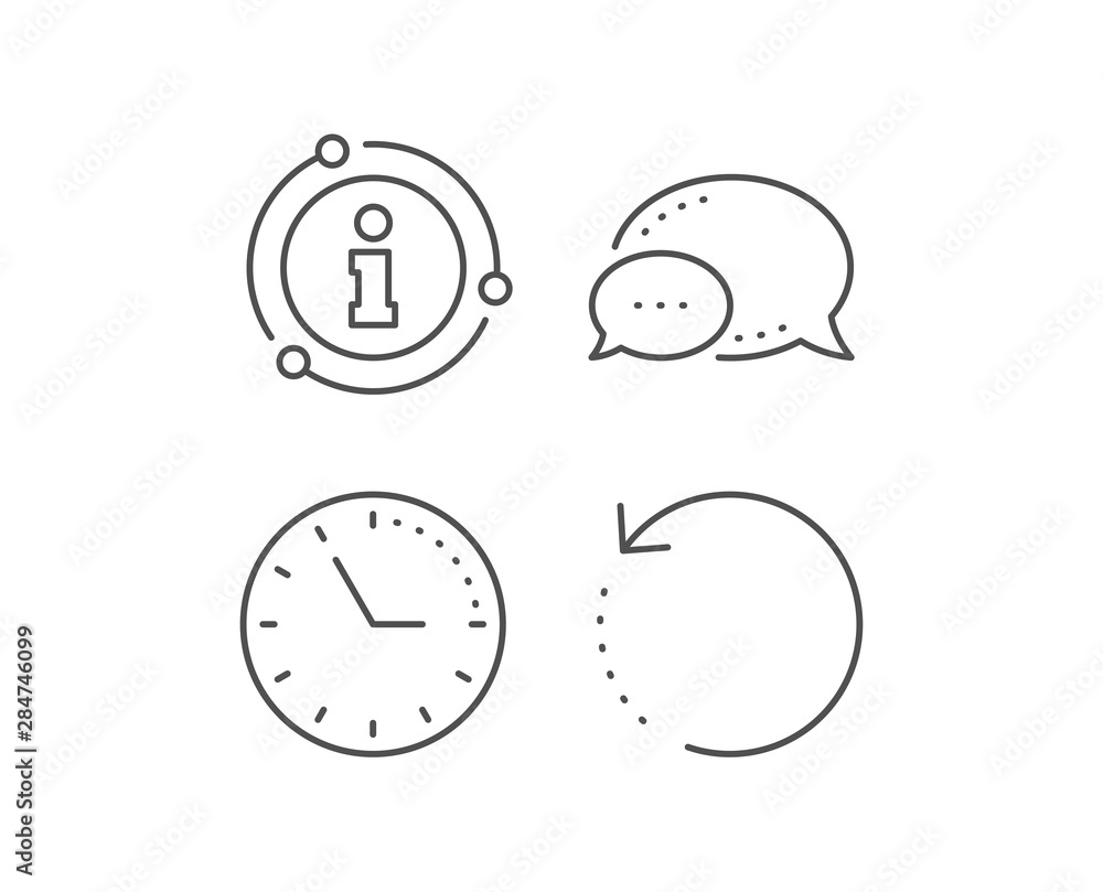 Recovery info line icon. Chat bubble, info sign elements. Backup data sign. Restore information symbol. Linear recovery data outline icon. Information bubble. Vector Recovery info line icon. Chat bubble, info sign elements. Backup data sign. Restore information symbol. Linear recovery data outline icon. Information bubble. Vector