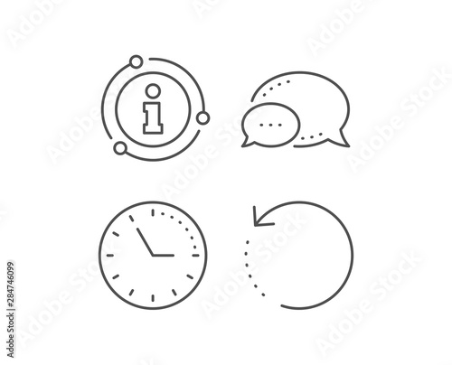 Recovery info line icon. Chat bubble, info sign elements. Backup data sign. Restore information symbol. Linear recovery data outline icon. Information bubble. Vector