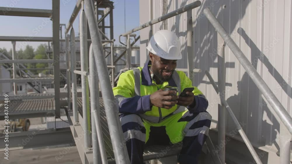 African engineer having break African engineer having break