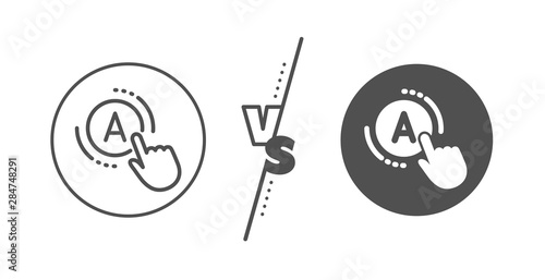 Ui test button sign. Versus concept. Ab testing line icon. Line vs classic ab testing icon. Vector