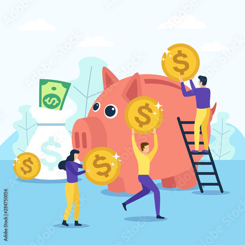Save money in a piggy bank