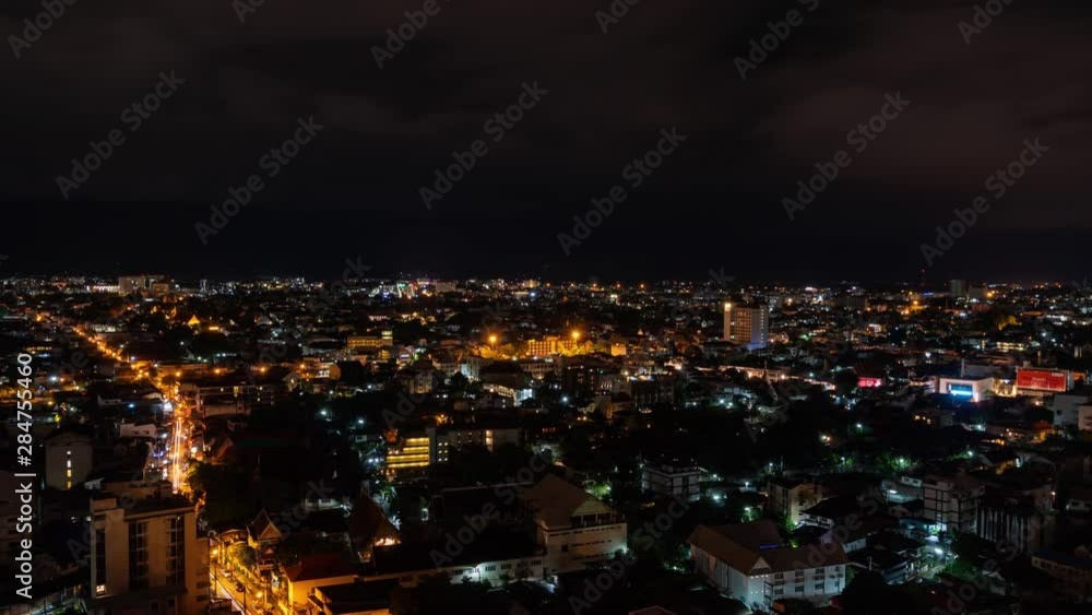 time lapse of City and skyline at night,Chiang Mai, Thailand time lapse of City and skyline at night,Chiang Mai, Thailand