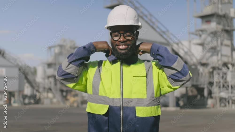 Portrait of afro industrial worker Portrait of afro industrial worker