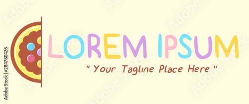 half cookie with colorful marbles logo cute and adorable logo design