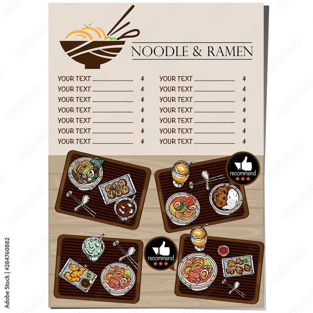 menu ramen noodle japanese food template design 