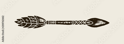 Hand Draw Ethnic Indian Arrow. Vector Illustration of Tribal Arrows Isolated on White Background