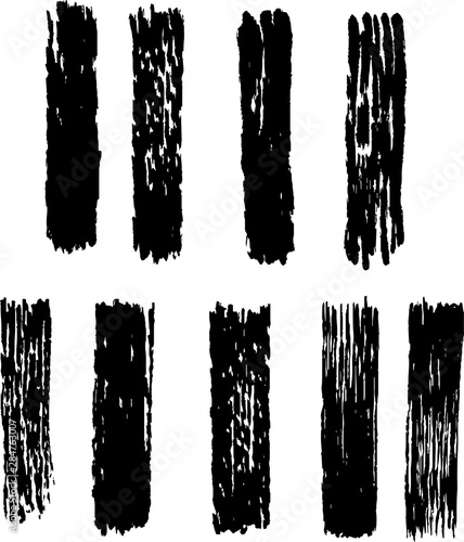 Illustration of hand-drawn long black thick brush vertical line
