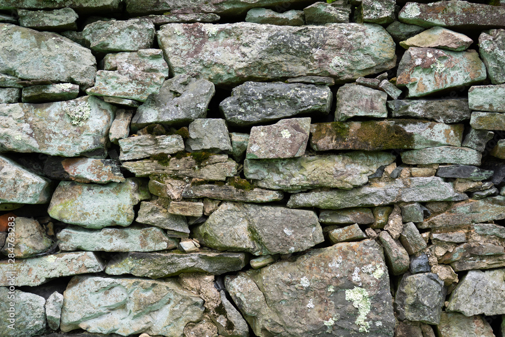 Horizontal image of a dry-laid stone wall