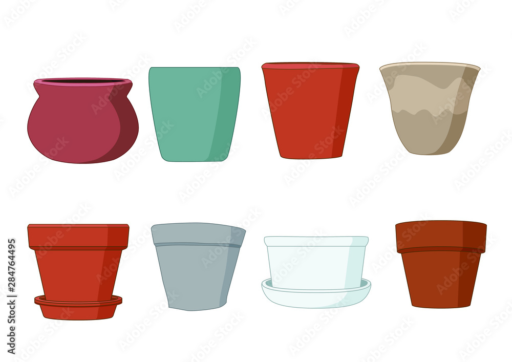 plant pots on white background illustration vector plant pots on white background illustration vector