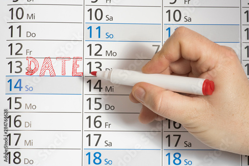 Ein Kalender und Termin für ein Date