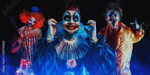Obraz na płótnie three crazy clowns