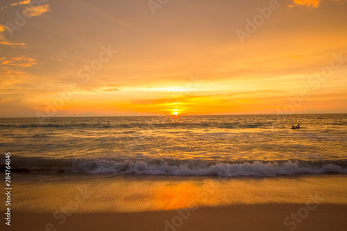Sunset on the horizon with orange tone color image