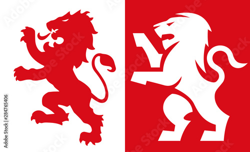 ライオンの紋章 Lion Crest, old and new style heraldic vector emblem photo