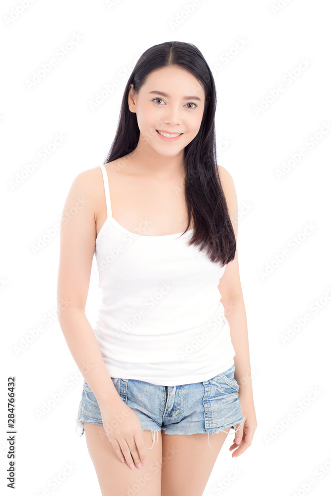 Portrait of beautiful asian woman makeup of cosmetic, girl smile attractive, face of beauty perfect with wellness isolated on white background with skin healthcare concept. Portrait of beautiful asian woman makeup of cosmetic, girl smile attractive, face of beauty perfect with wellness isolated on white background with skin healthcare concept.