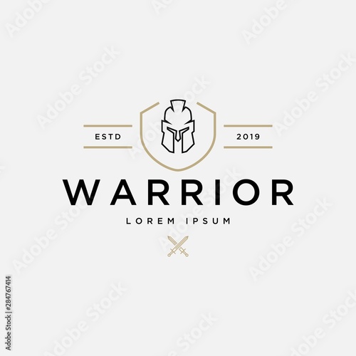 warrior logo design vector template.Creative warrior knight emblem inspiration
