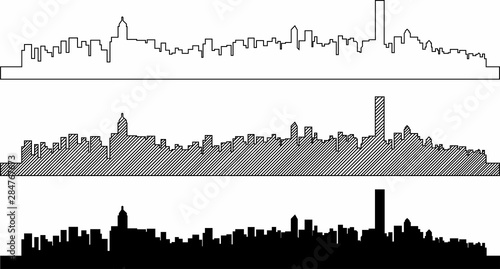Simplicity outline Hong Kong business district skyline on white background. Vector illustration.