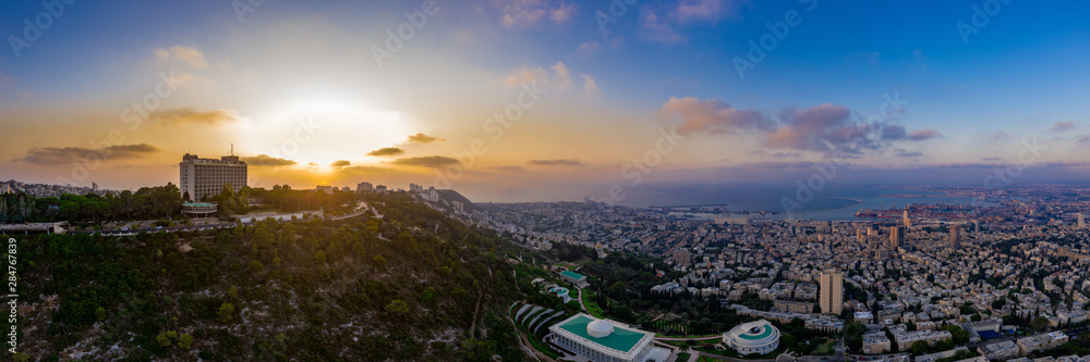 Aerial view of the port city of Haifa in Israel