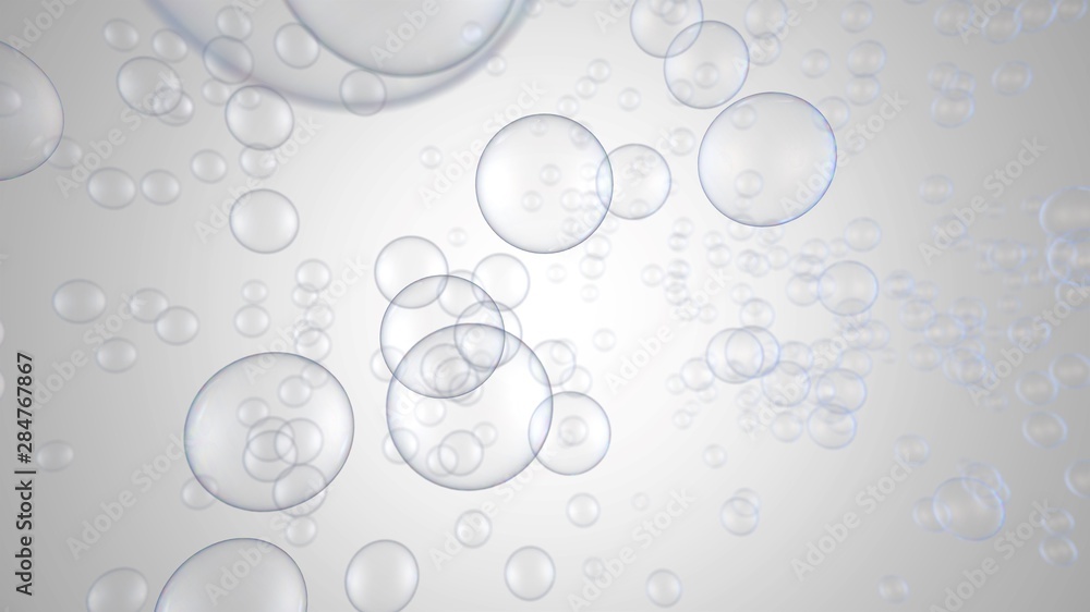 Clear bubbles against a grey background