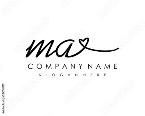 MA Initial handwriting logo vector
