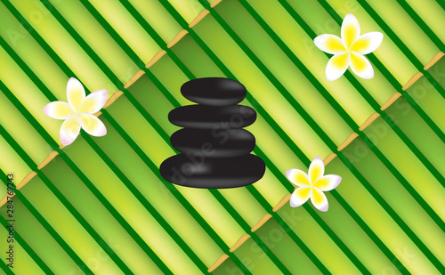 black stone on the bamboo floor