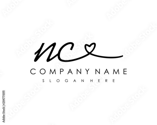 NC Initial handwriting logo vector