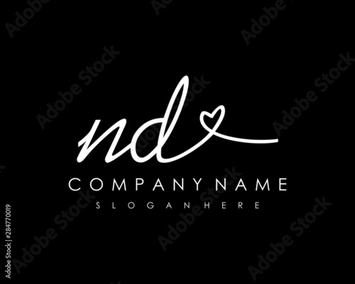 ND Initial handwriting logo vector