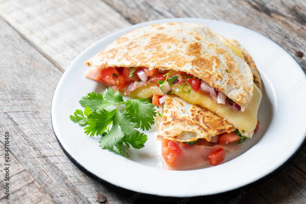 Mexican quesadillas with sliced ham also called Mexican quesadillas with sliced ham also called