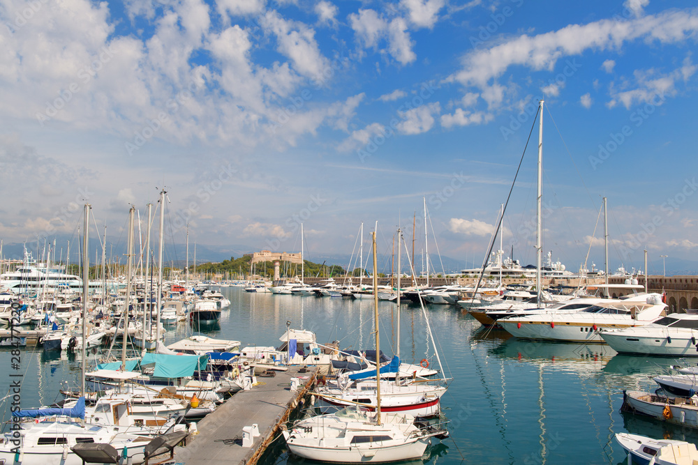 Harbor Antibes with fort carre