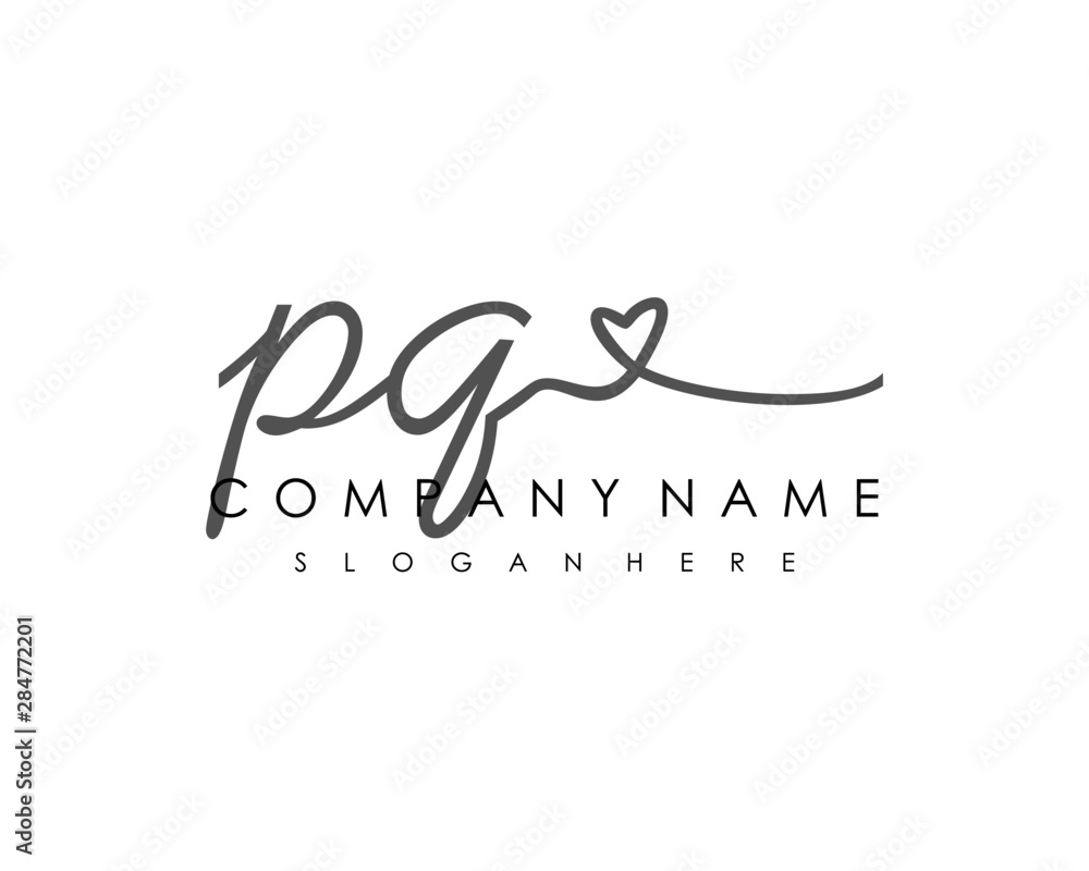  PQ Initial handwriting logo vector