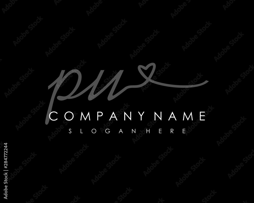  PU Initial handwriting logo vector