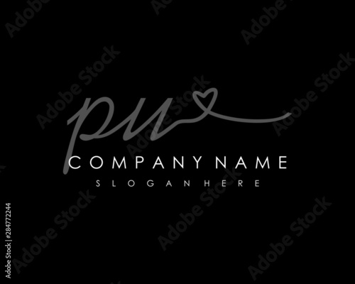  PU Initial handwriting logo vector
