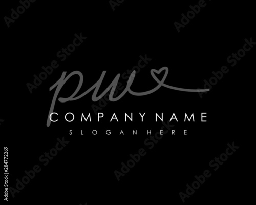  PW Initial handwriting logo vector