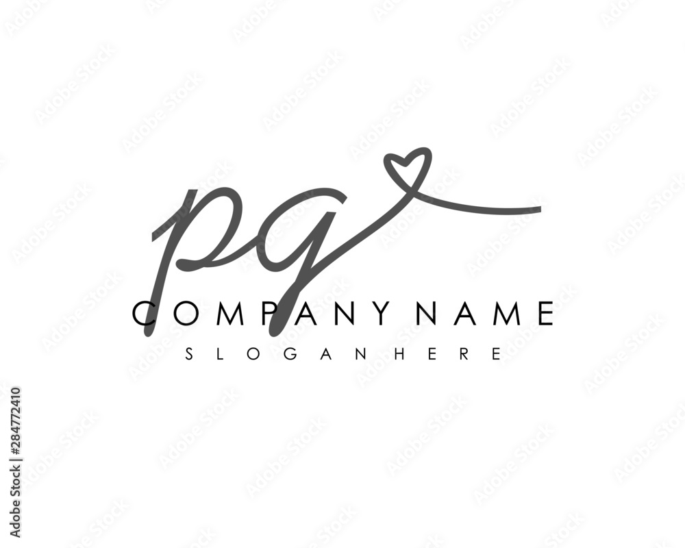  PG Initial handwriting logo vector