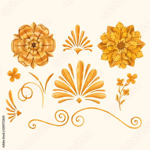 Golden baroque rich luxury vector elements