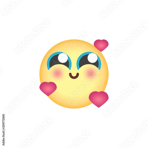 In love emoticon flat icon, Happy emoji with hearts vector sign, colorful pictogram isolated on white. Symbol, logo illustration. Flat style design
