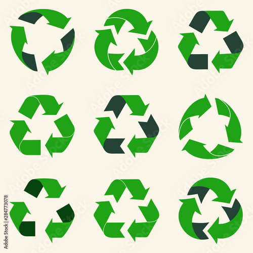 Recycle reuse arrows set - ecology icons collection.