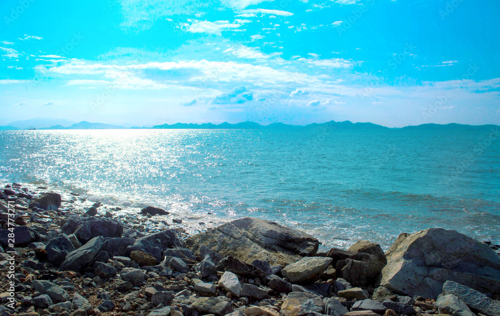 The beautiful sea view of the Andaman Sea during the hot season and is a tourist destination. The beautiful sea view of the Andaman Sea during the hot season and is a tourist destination.