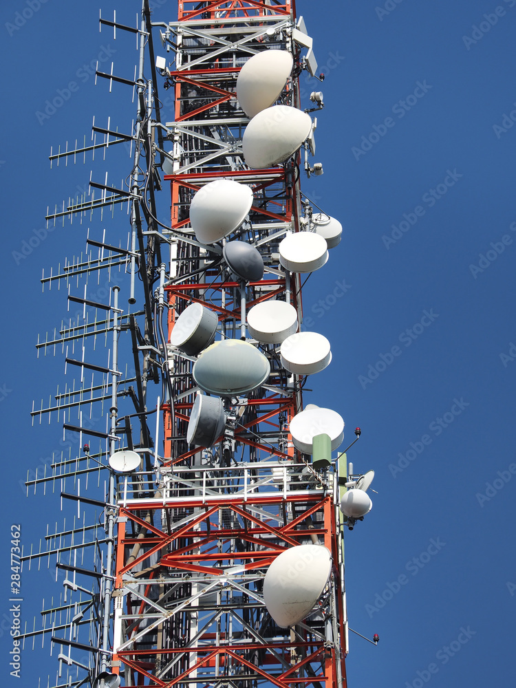 Group of antennas, satellite dishes for television