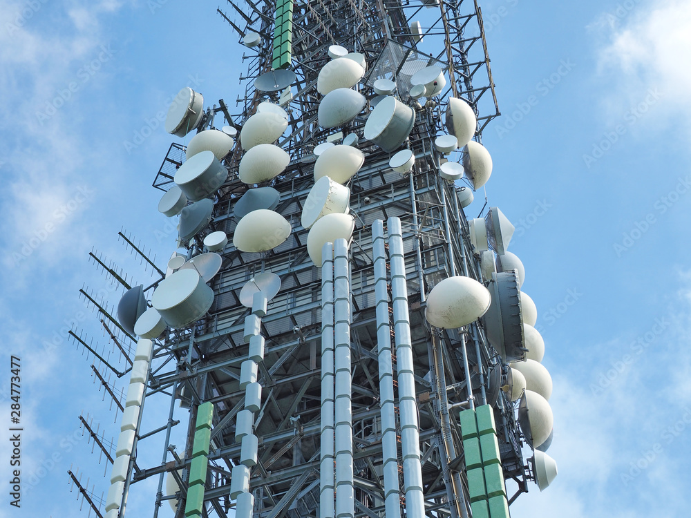 Group of antennas, satellite dishes for television