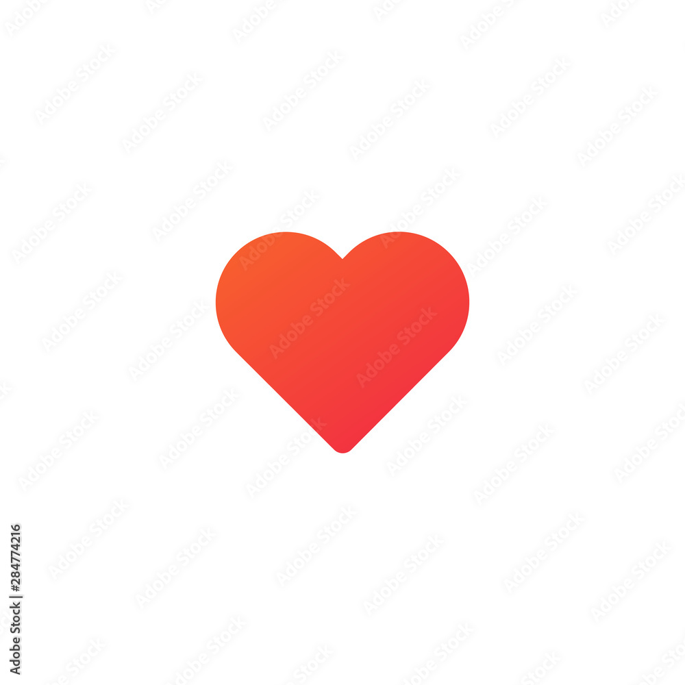 heart love icon, red heart symbol, valentine day, romance concept for websites and mobile minimalistic flat design. Vector illustraton isolated on white background.