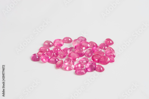 Pink Sapphire on white background.
