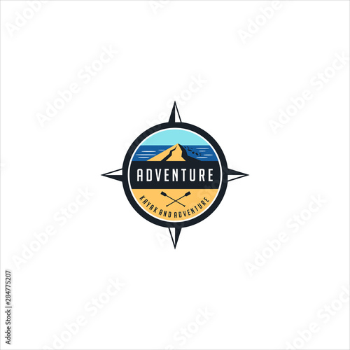 adventure and kayak emblem logo 